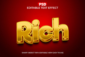 Rich Gold 3D Text Effect PSD