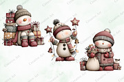 Watercolor Christmas Snowman Clipart, an Illustration by Creative Art (Thumbnail 8 of 10)