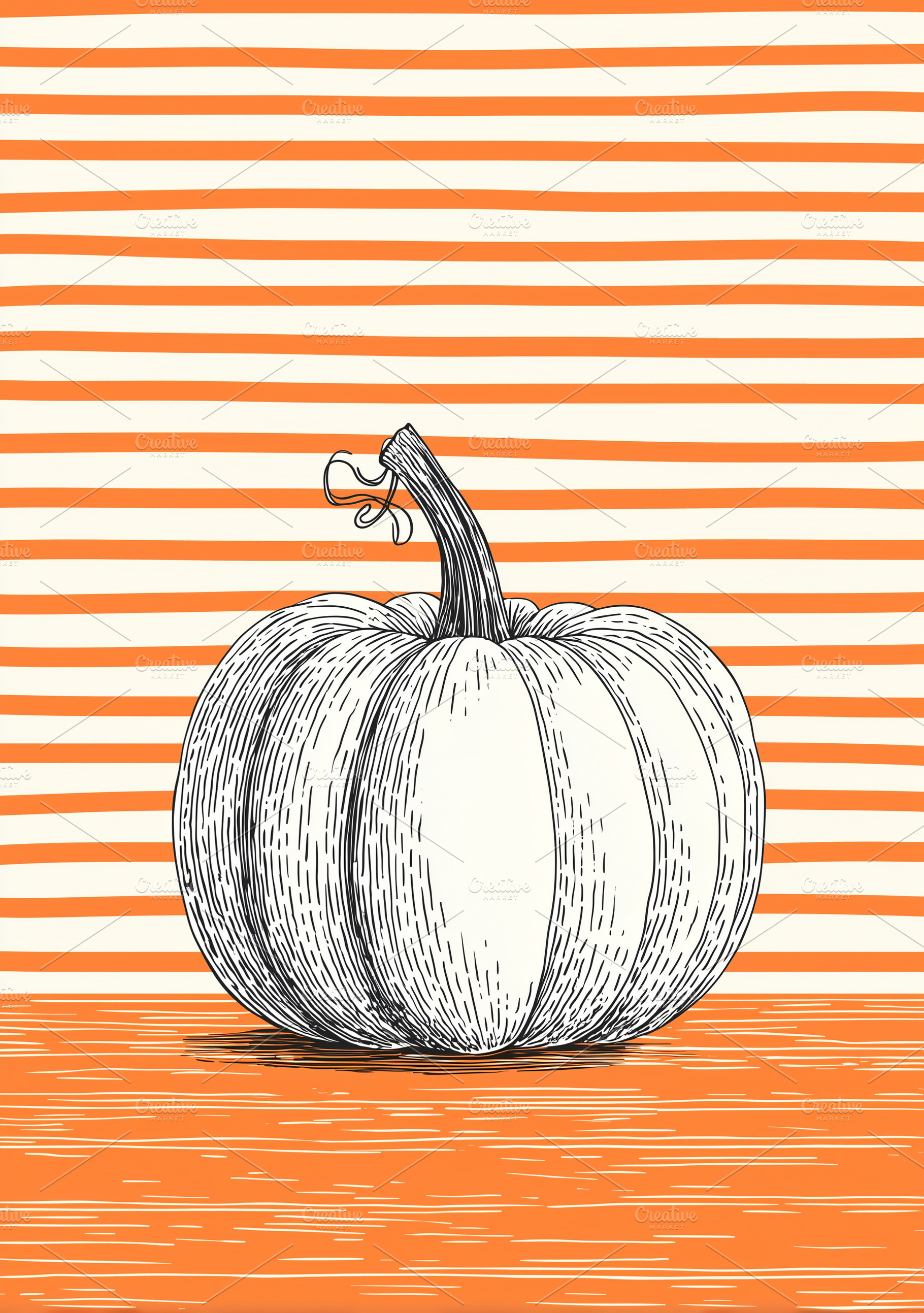 Pumpkin on an orange striped, a Food & Drink Photo by MistyDay