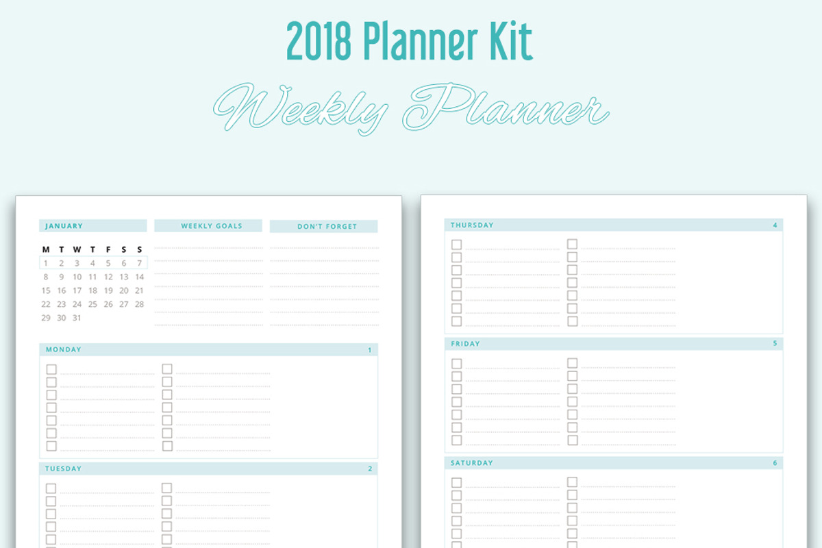 Printable Planner Kit for 2018, a Stationery Template by MOD (Photo 4 of 5)