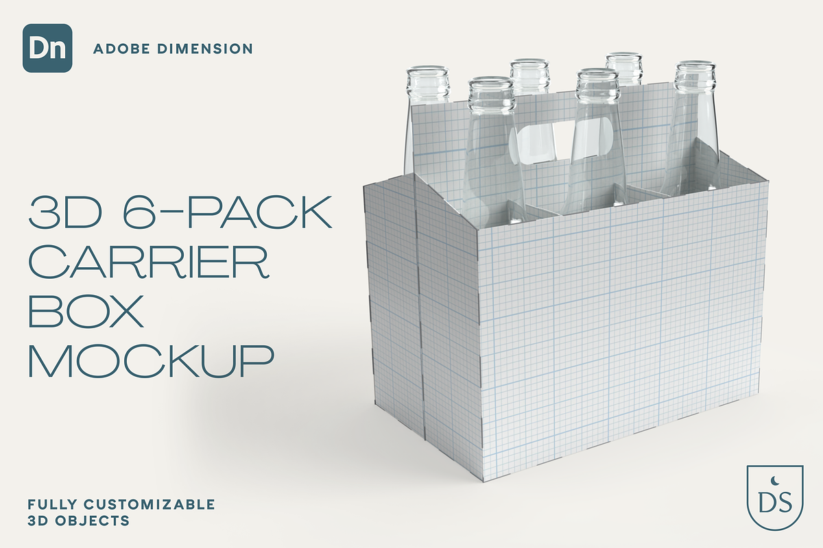 3D 6-Pack Carrier Mockup, a Packaging Mockup by Silver Moon Design School (Photo 1 of 3)