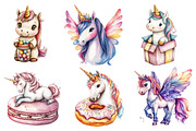 Unicorn Watercolor Clipart, an Illustration by SinaCreation (Thumbnail 3 of 5)