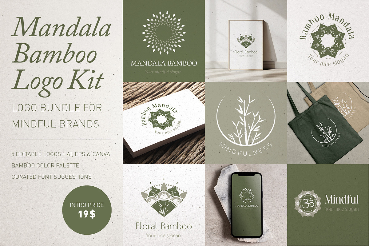 Mindful Bamboo Mandala Branding Kit, a Branding & Logo Template by Elibee (Photo 1 of 11)