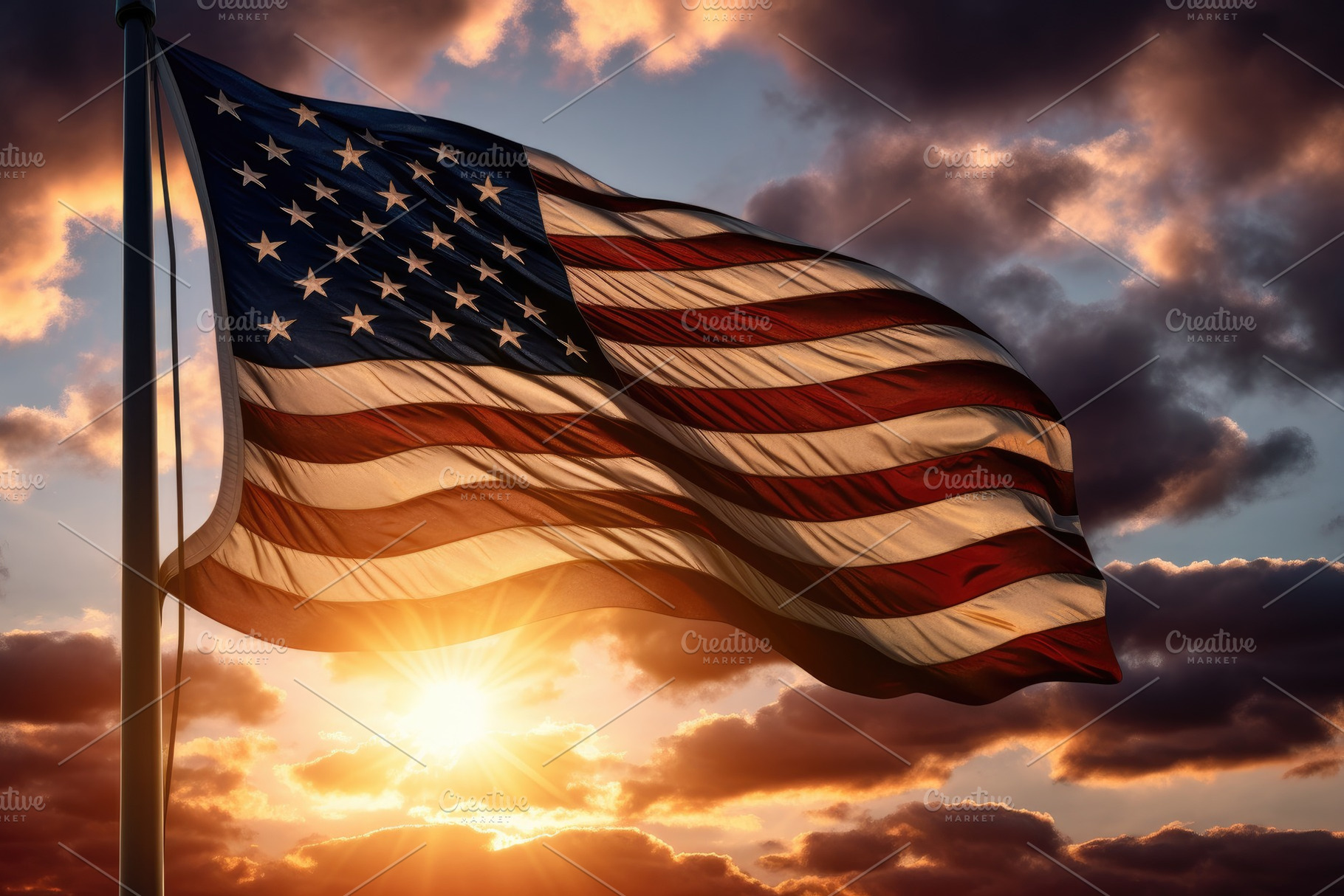 American flag waving in the wind aga, a Photo by Iftikhar Alam