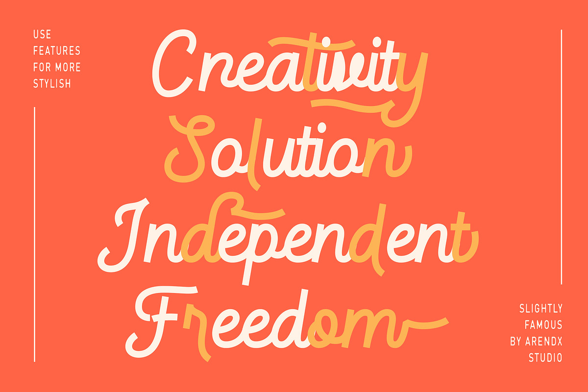 Slightly Famous Monoline Script Font, a Script Font by Arendxstudio (Photo 2 of 9)