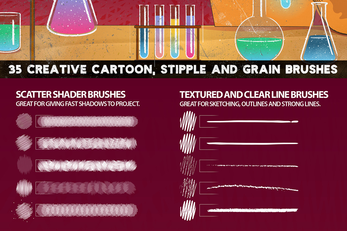 CHEMIST Illustrator Brushes, a Brush Add-On by Leonard Posavec (Photo 5 of 9)
