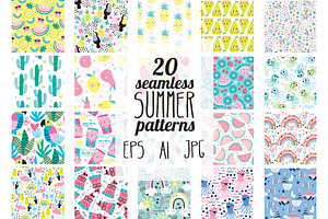 20 summer seamless patterns