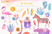Golden Africa Watercolor Set, an Animal Illustration by Bibela (Thumbnail 4 of 9)