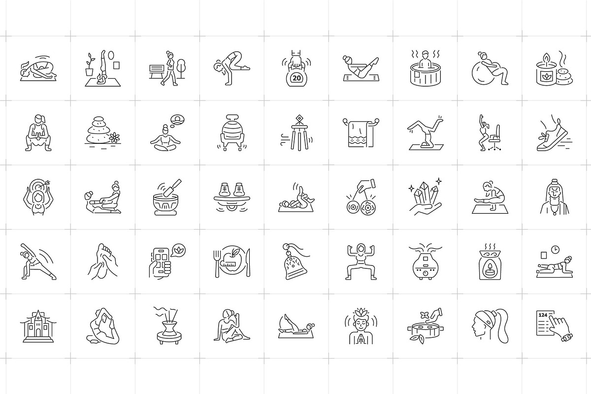 Yoga and Meditation Icon Set, an Outline Icon by Prosymbols (Photo 4 of 5)