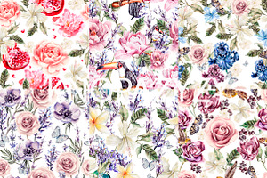 12 HandDrawn Watercolor PATTERNS