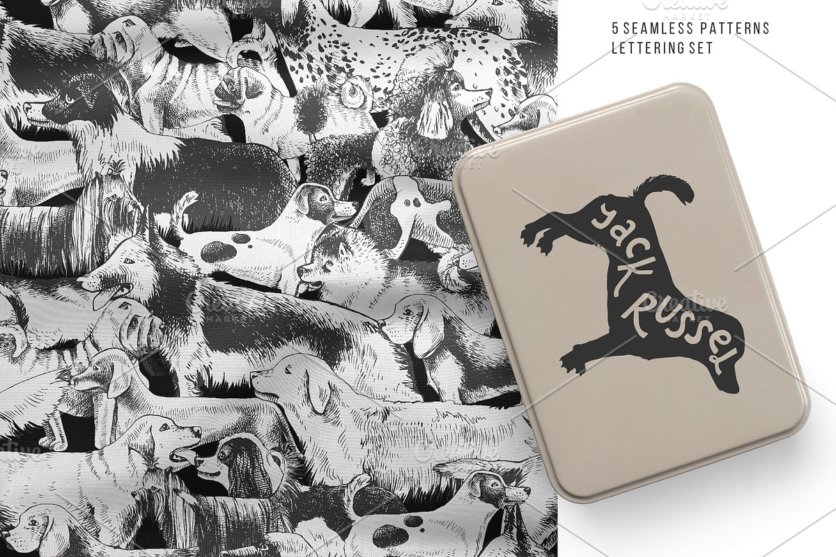 Dog breeds - sketches & lettering, an Animal Illustration by handsketched