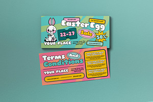 Green Pink Easter Egg Hunt Voucher, a Card Template by graphicook