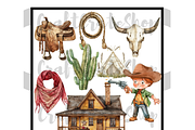 Watercolor Cute Cowboy Clipart, an Illustration by CraftCrateShop (Thumbnail 4 of 8)