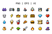 Pixel Game Icons Set 8bit, an Object Illustration by Bielousova Art (Thumbnail 2 of 3)