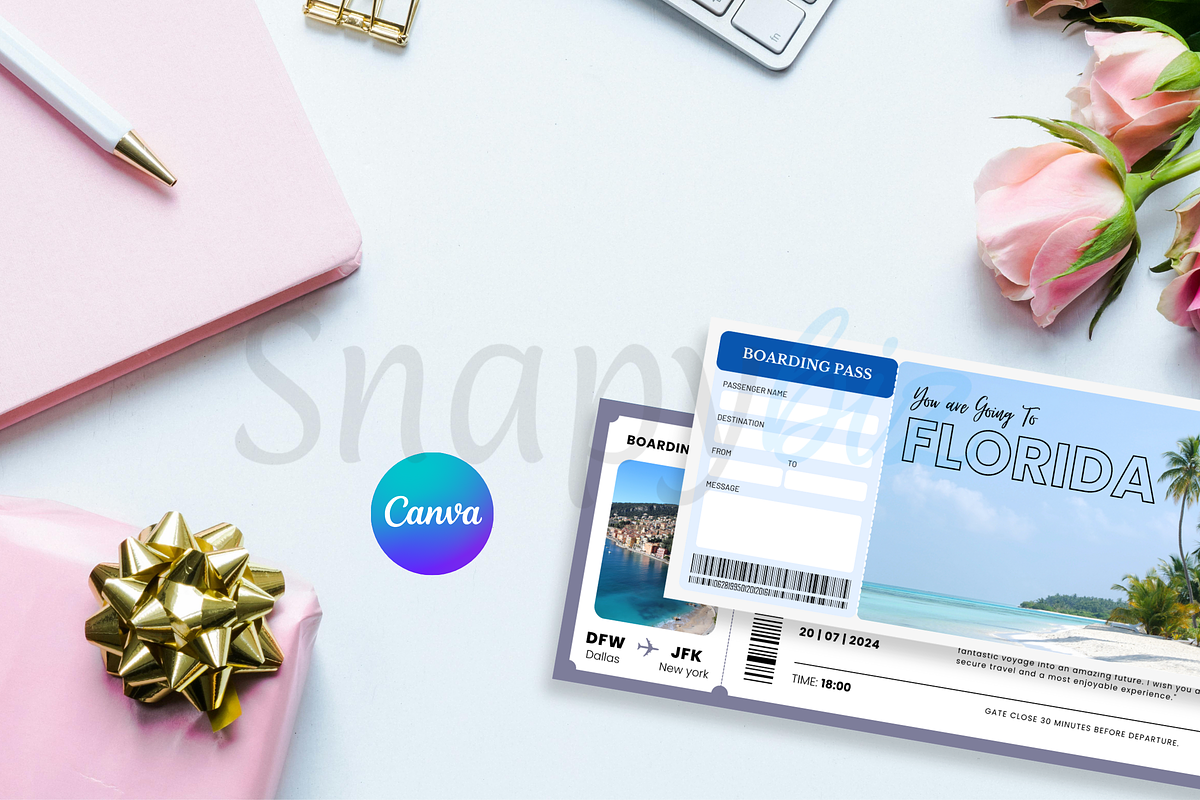 Printable FLORIDA Surprise Ticket, a Card Template by Snapybiz (Photo 4 of 7)