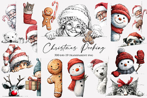 Christmas Peeking Clipart, an Illustration by Designworld