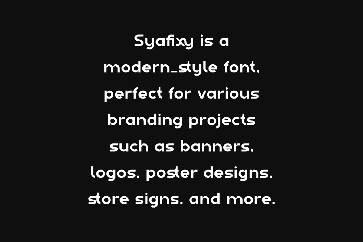 Syafixy - Ligatures Logo Font, a Sans Serif Font by Iqsiart Studio (Photo 8 of 14)