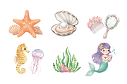 Watercolor Mermaids Clipart, a Person Illustration by BerryPieArt (Thumbnail 4 of 4)