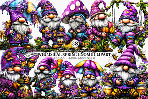 Whimsical Spring Gnome Clipart PNG, an Illustration by Canvas Craft