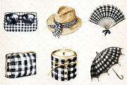 Luxury Black Gingham Summer Clipart, an Illustration by Libby Wishes (Thumbnail 4 of 6)
