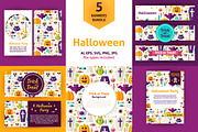 Halloween Party Vector Flat Banners, a Flyer Template by Anna_leni (Thumbnail 1 of 6)