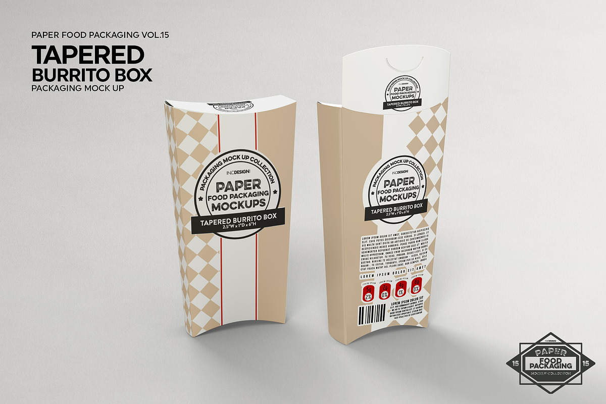 Tapered Burrito Box Packaging Mockup, a Packaging Mockup by INCDesign (Photo 4 of 7)