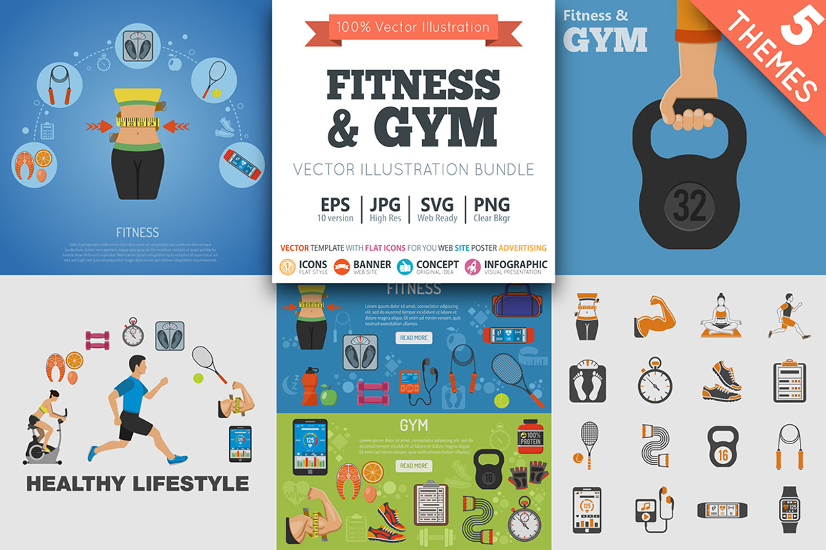 Fitness & Gym Themes, an Outline Icon by TAlex (Photo 1 of 7)