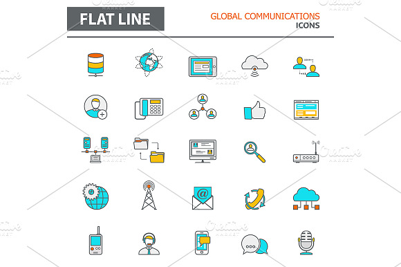 Set Of Modern Simple Line Icons