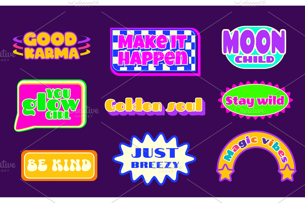 Retro y2k sticker set with uplifting, an Object Illustration by art PVP - market