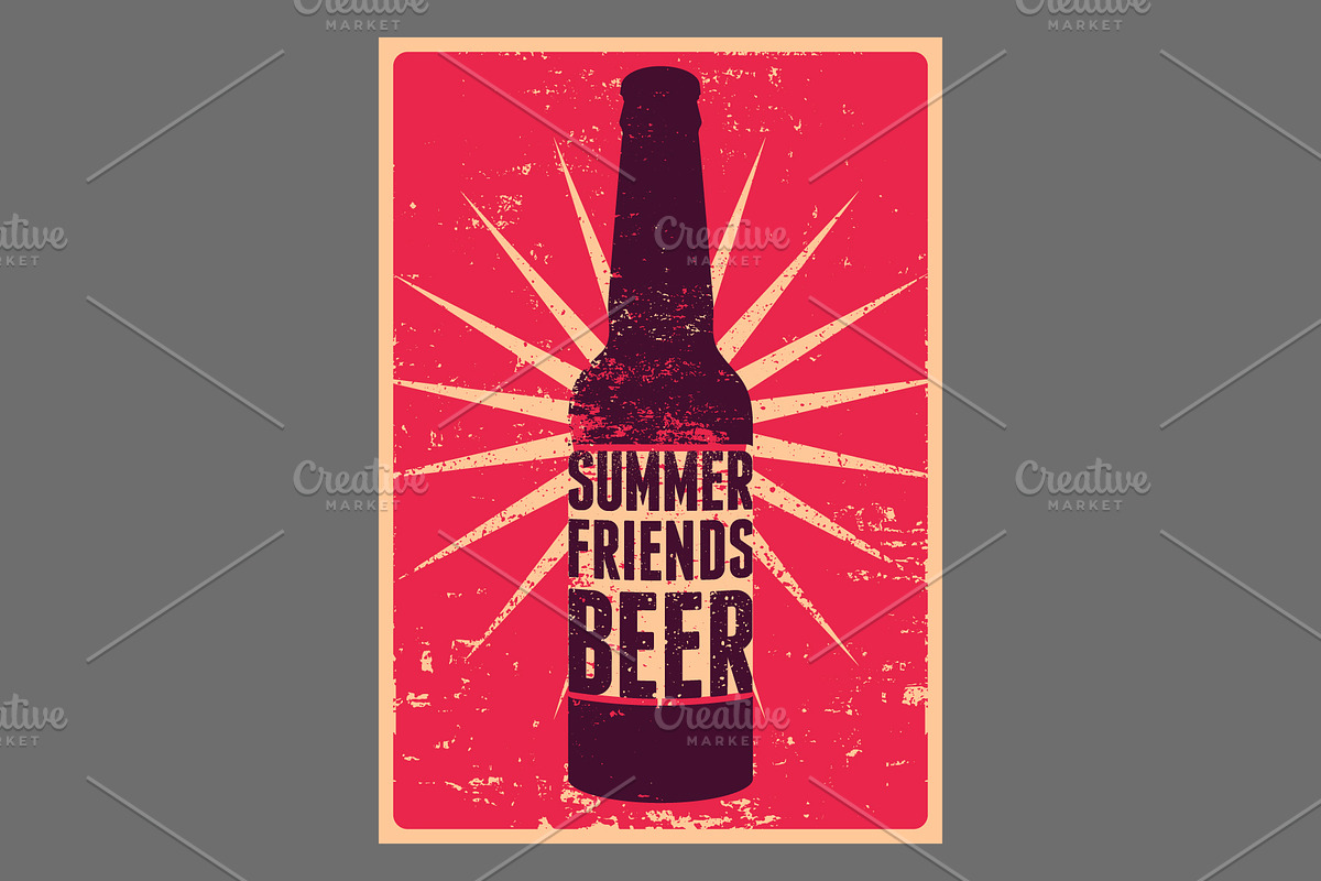 Summer Beer retro vector poster set, a Food Illustration by PoPaShop (Photo 3 of 12)