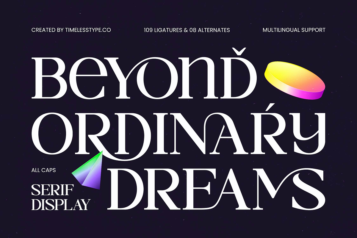 Beyond Ordinary All Caps Serif, a Serif Font by timelesstype.co (Photo 1 of 10)