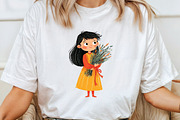 whimsical flowers and girls clipart, an Illustration by CraftArtStudio (Thumbnail 4 of 6)