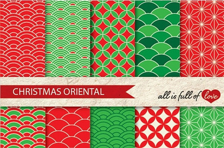 Oriental Christmas Background Papers