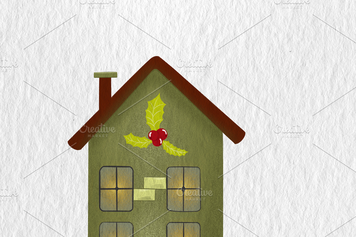 Christmas Houses Village Clipart, a Decorative Illustration by Oleksandra Illustrates (Photo 4 of 14)