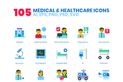 105 Medical Healthcare Icons, an Icon by Flat Icons (Thumbnail 1 of 5)