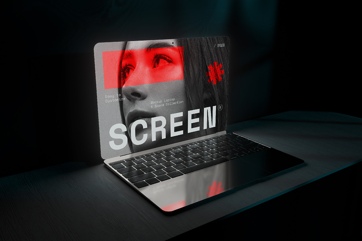 Modern Dark Laptop Screen Mockup, a Wearable Device Mockup by herutage (Photo 4 of 6)