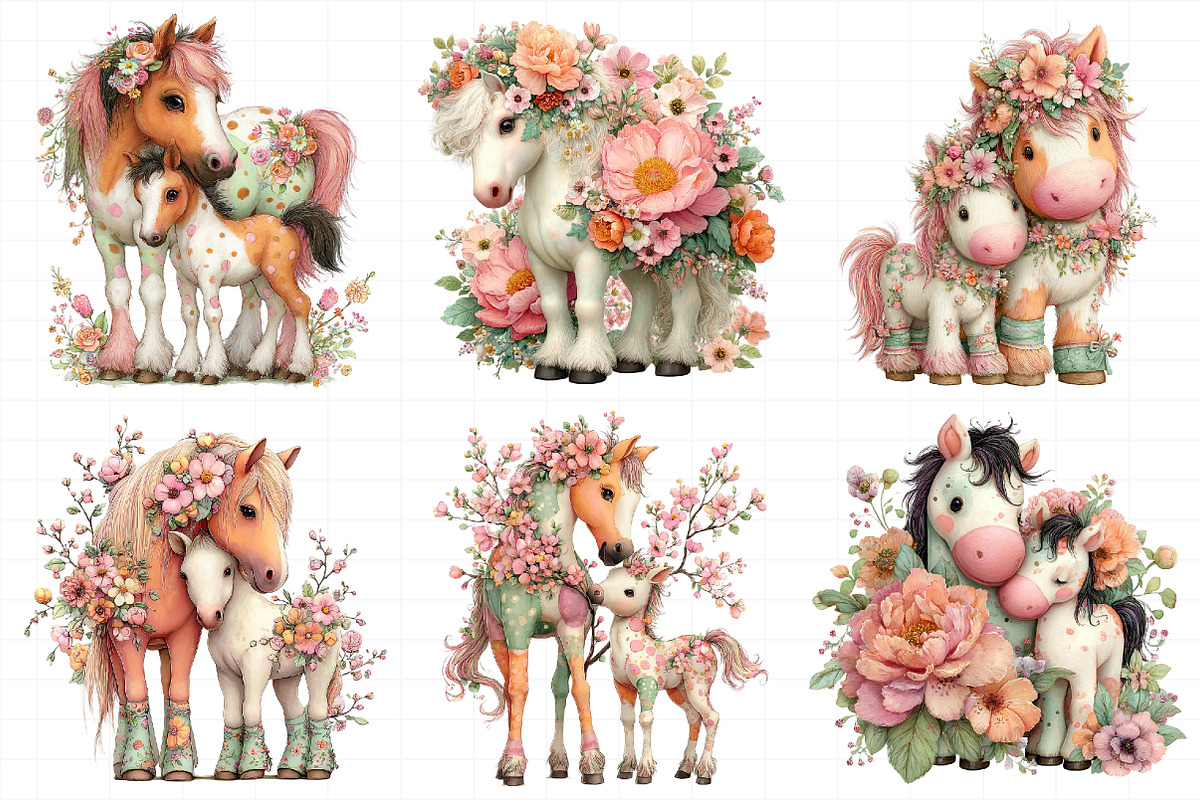Whimsical Mother's Day Horse Clipart, an Illustration by Daily.Designs (Photo 6 of 7)