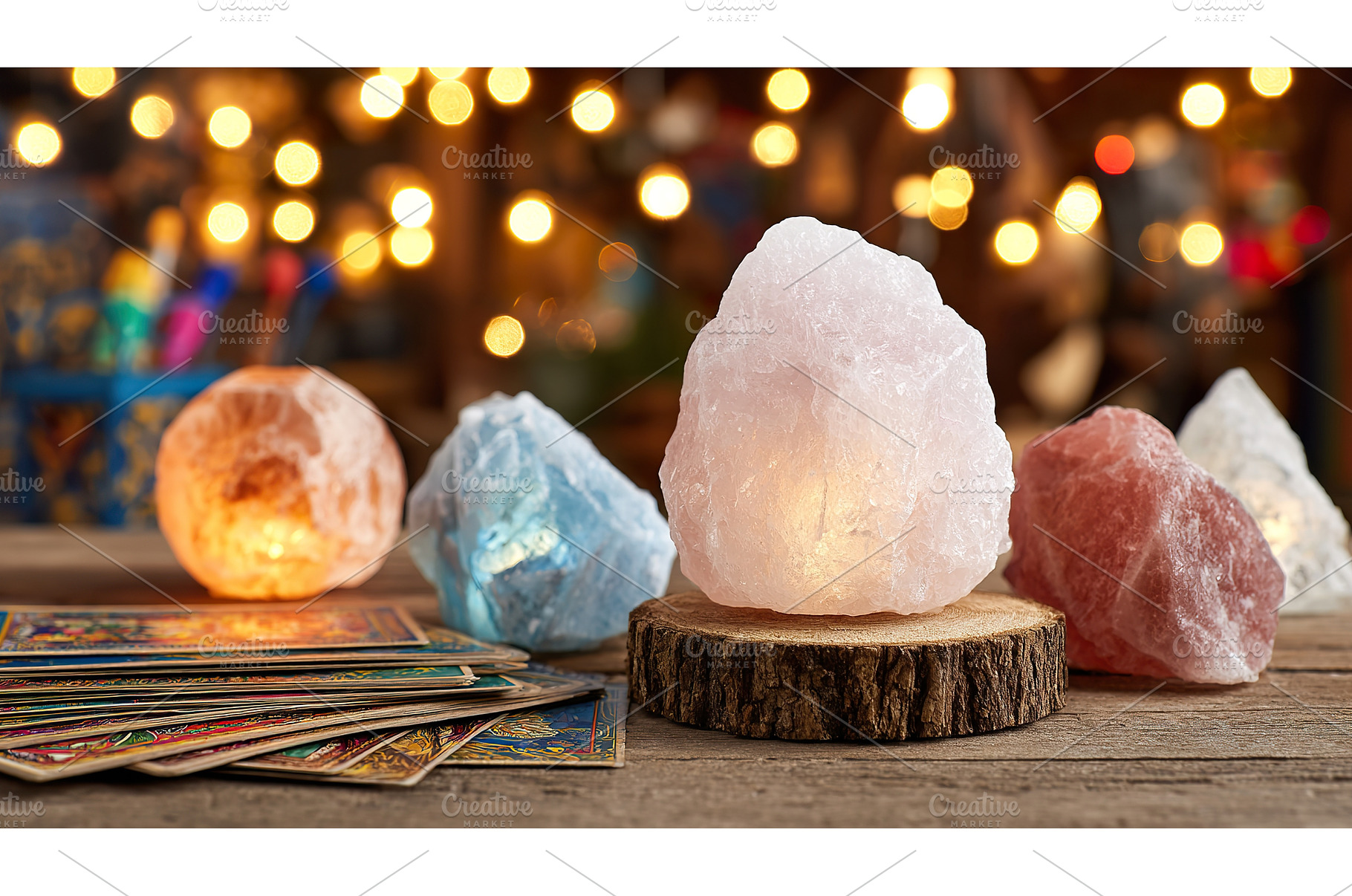 Salt Lamps and Tarot Cards with, a Background Photo by Lermont51