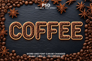 Coffee Bean Text Effect Template PSD