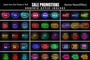 Sale Promotions Vector Neon Bundle, a Decorative Illustration by Photoshop Action (Thumbnail 1 of 15)