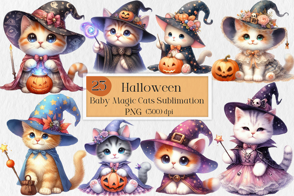 Halloween Baby Magic Cats, an Illustration by Creative Art (Photo 1 of 4)