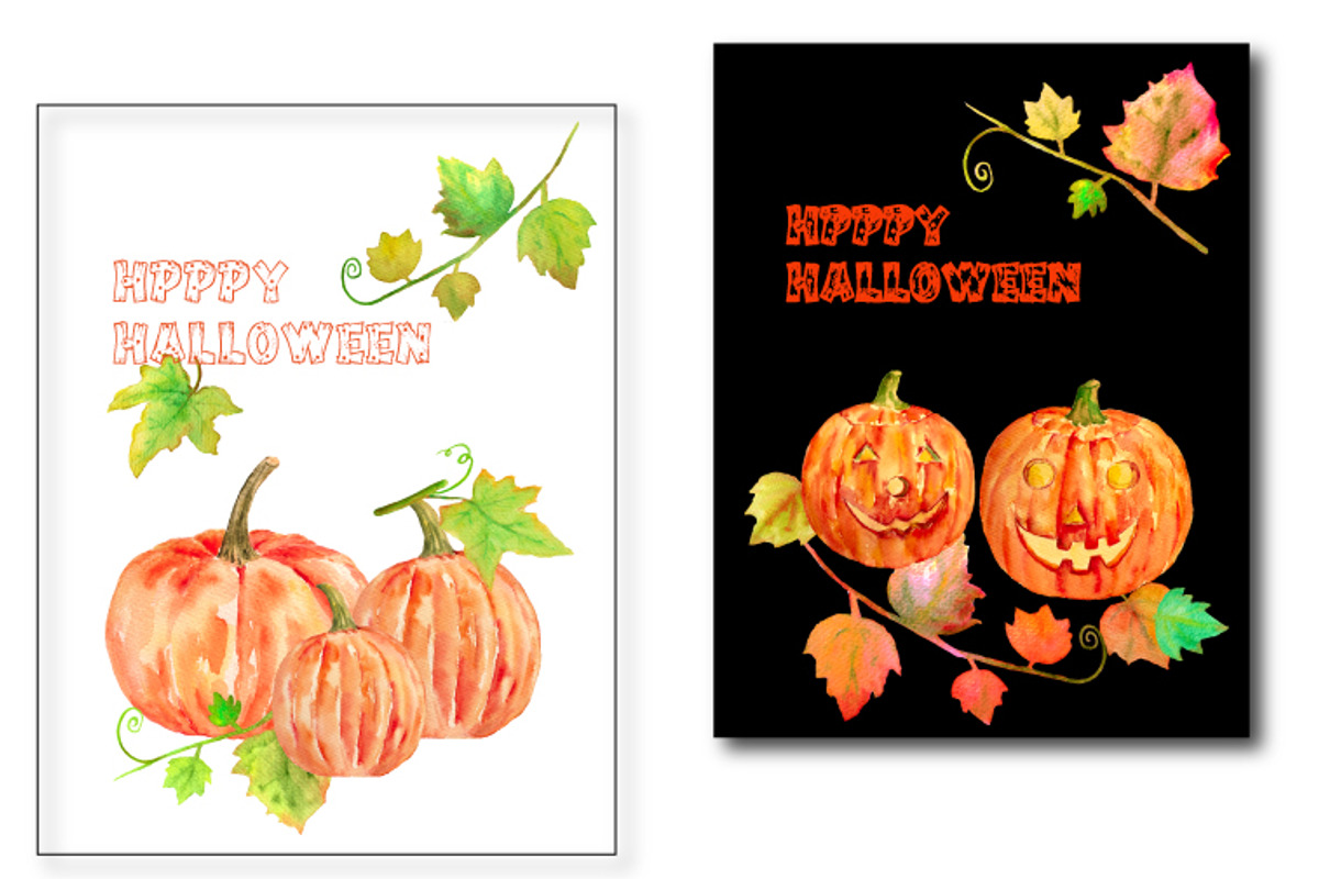 Watercolor Halloween Pumpkins preview 2