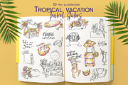 Tropical vacation Travel sticker set, an Illustration by Kate Snitser (Thumbnail 1 of 4)