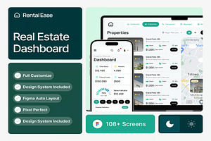 Rental Ease Real Estate Dashboard UI, an UI Kit Template by Lumina_ui_ux202