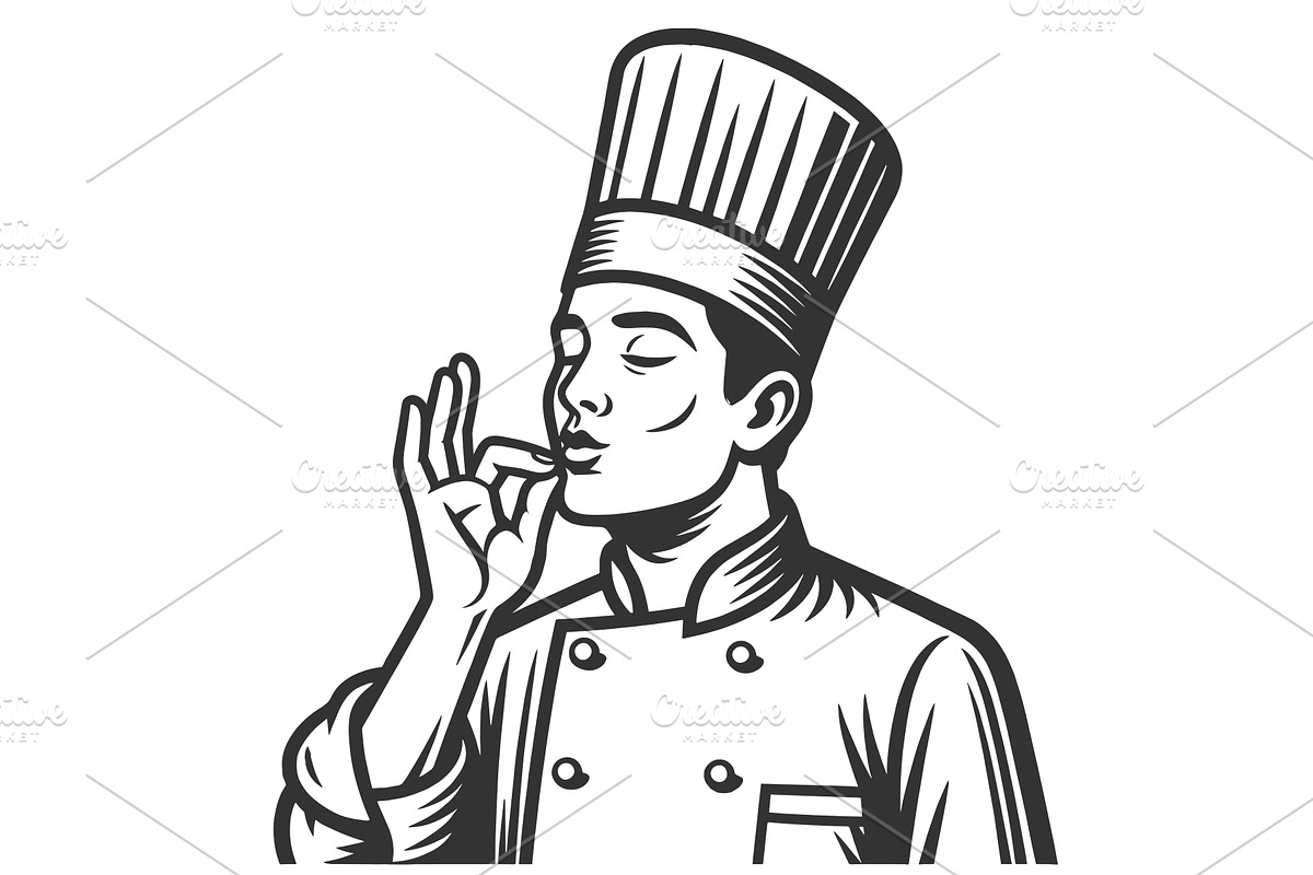 Chef Tasting Food Gesture Perfect, a Person Illustration by AlexArt