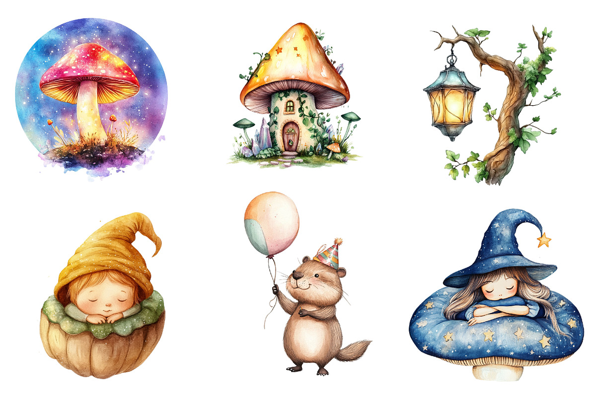 Cozy Magic Fairy Forest Witch Clipar, an Illustration by CreationArt (Photo 4 of 5)