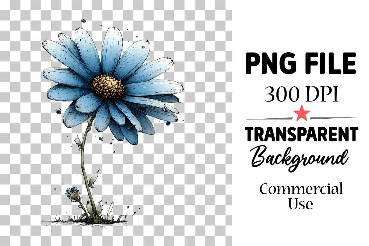 Whimsical Blue Flowers Spring png, an Illustration by Watercolor design (Photo 4 of 7)