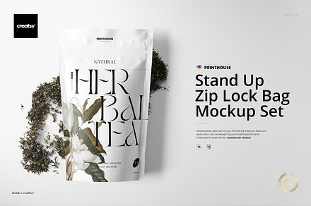 Stand Up Ziplock Bag Mockup Set, a Packaging Mockup by creatsy5
