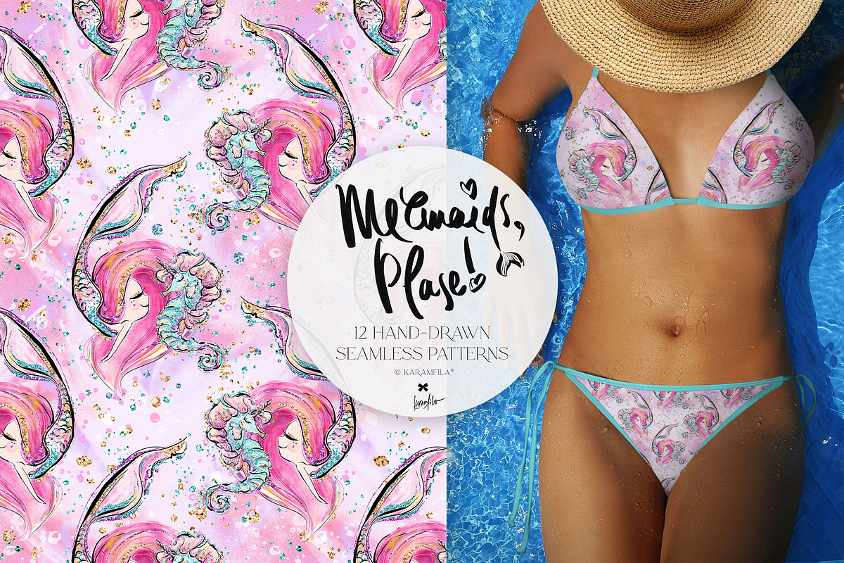 Baby Mermaids & Unicorns Patterns, a Pattern Graphic by KaramfilaS (Photo 9 of 14)