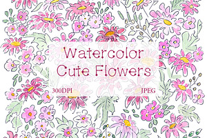 SALE! Watercolor Cute Kid Floral Art